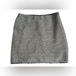 Banana Republic Tweed Mini Skirt Blue Gray Woven Frayed Hem Size 6